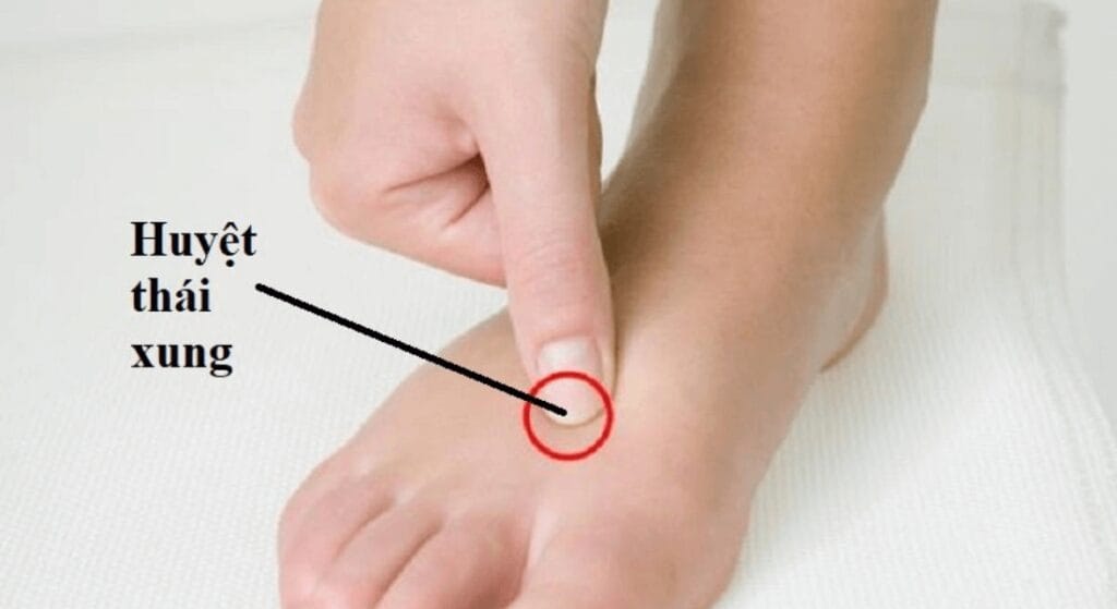 huyệt thái xung ở mu bàn chân