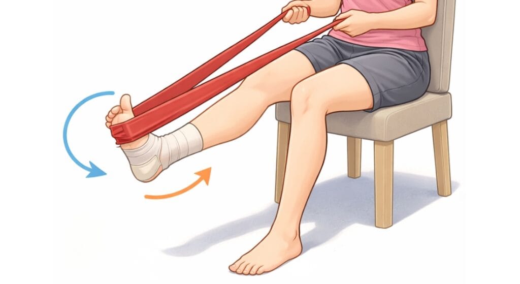 Gập – duỗi cổ chân với dây đàn hồi