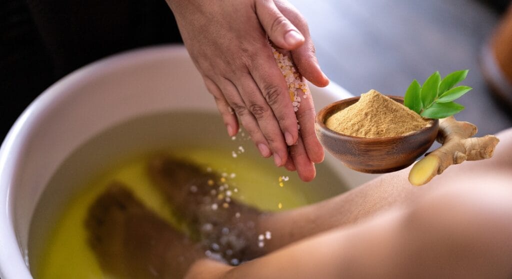 ngâm chân với gừng muối